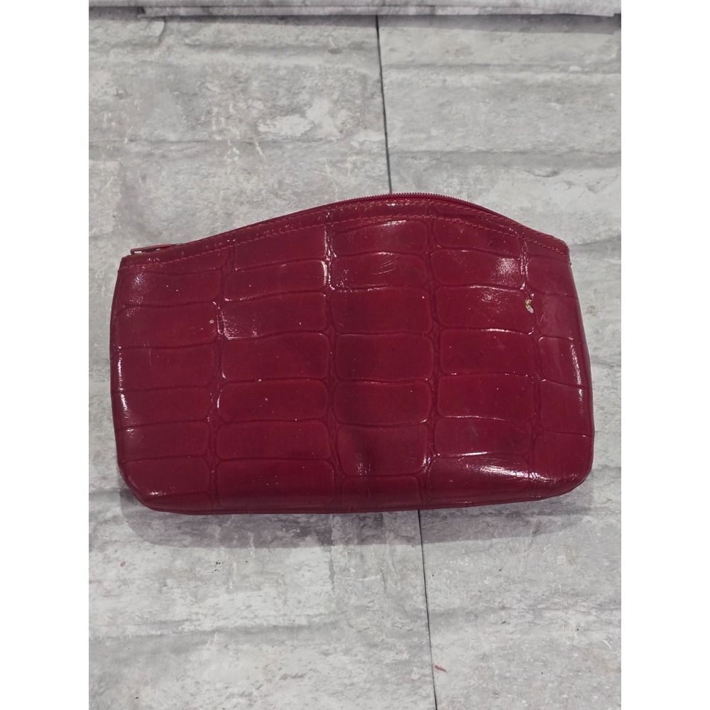Givenchy Paris Medium Red Croc-Embossed Leather Pouch 7" x 4.5" - Picture 6 of 11